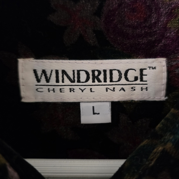 Windridge L Vintage 90s Whimsigoth Dark Romantic Floral Velvet Boyfriend Shirt - Picture 3 of 15